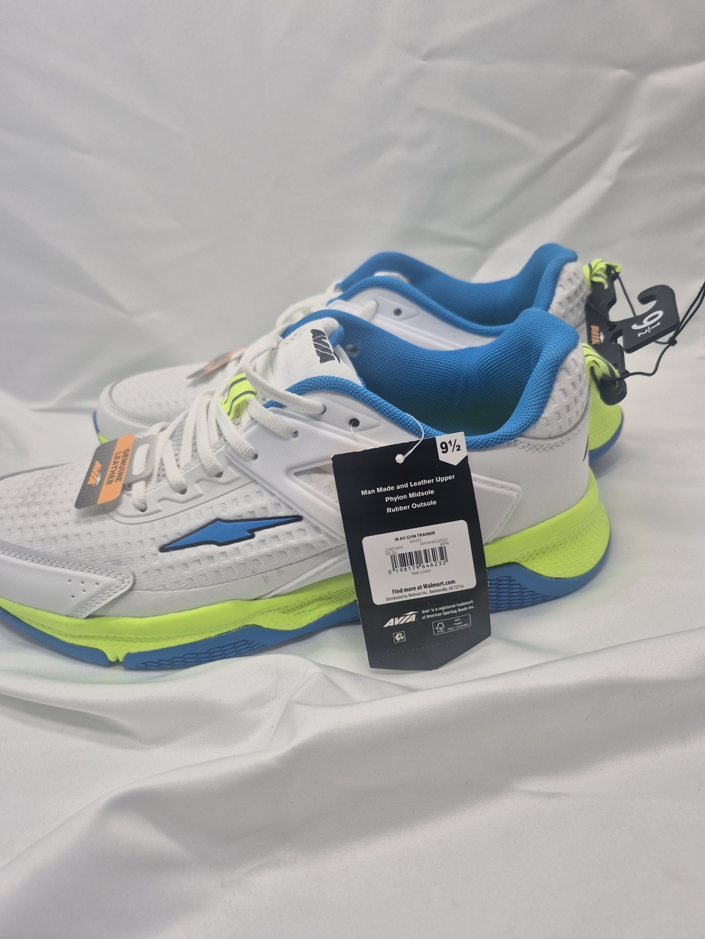 White Athletic Sneakers with Blue & Neon Yellow Accents
